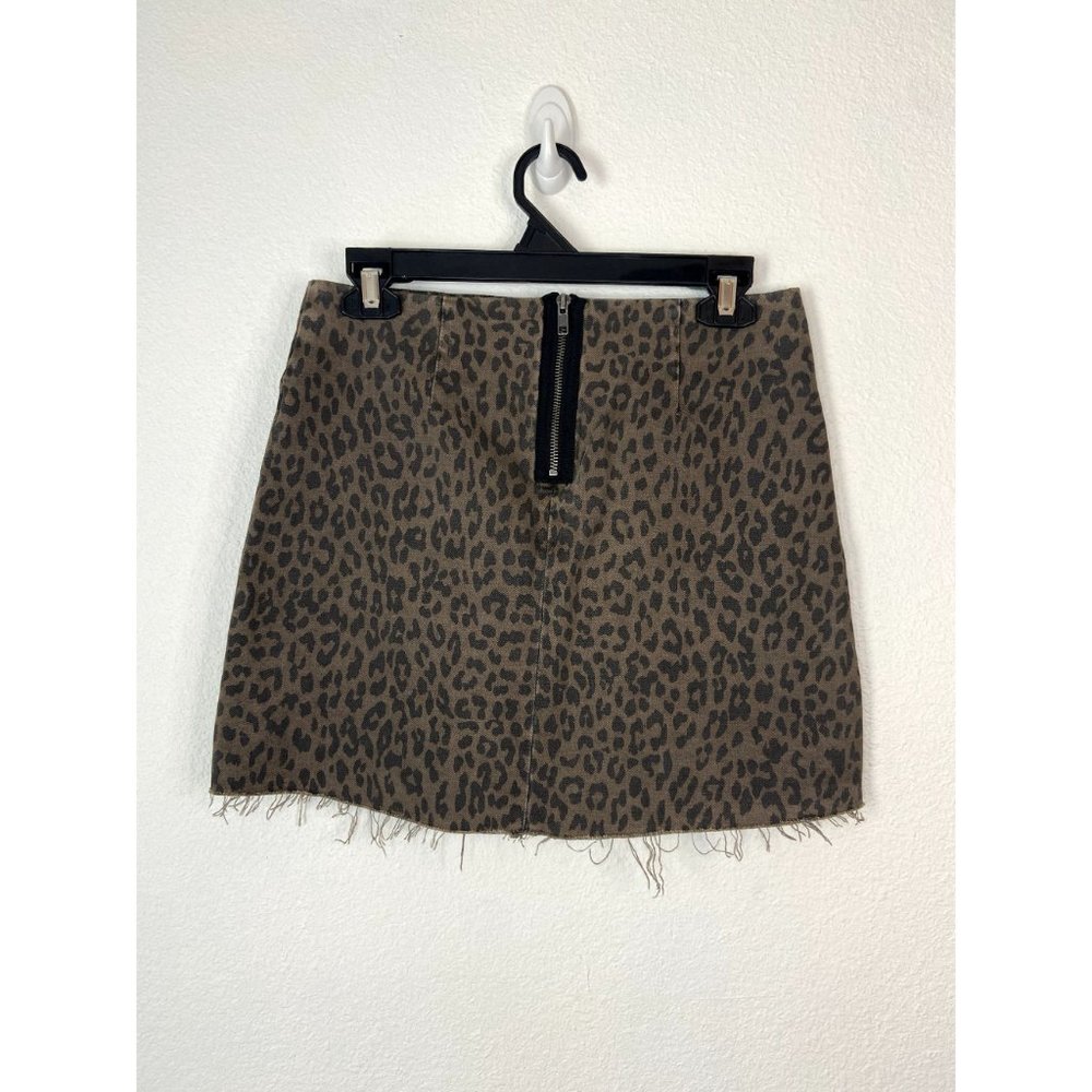Pistola women's XS leopard print denim raw hem mini‎ skirt casual - Picture 4 of 6